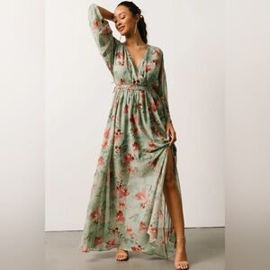 NWT Baltic Born Irene Kimono Maxi Dress Sage Floral Size XS